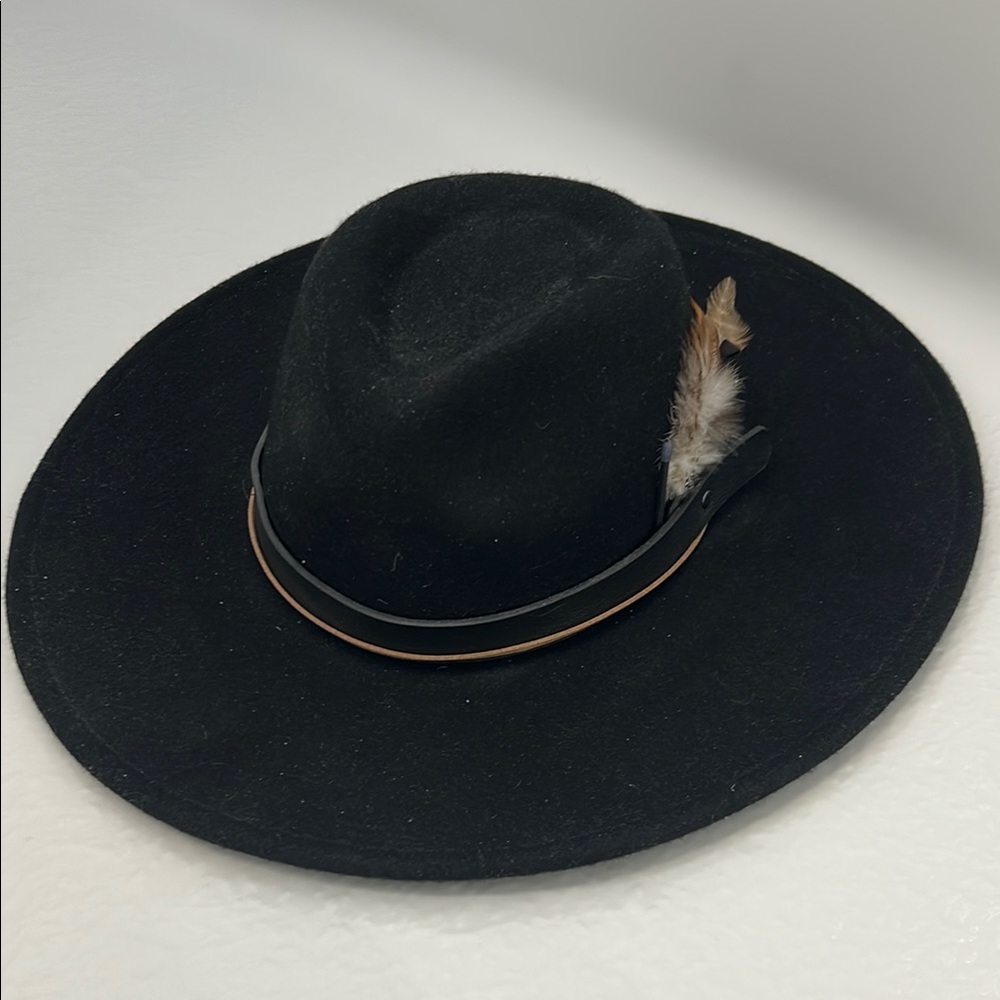 Custom Black Felt Hat with Feather Accent